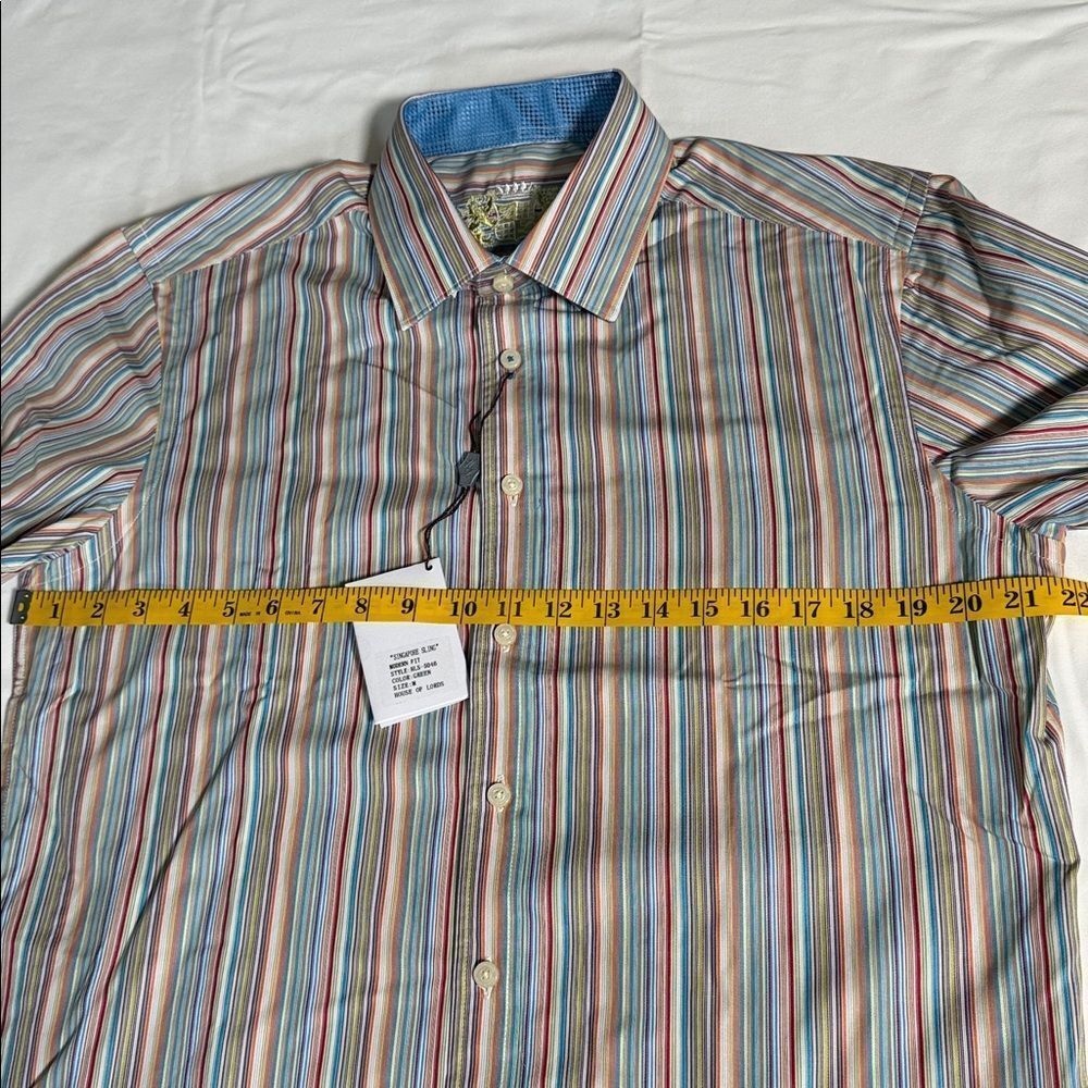 House Of Lords Multi Color Striped Men's Button Up Shirt - Picture 9 of 11